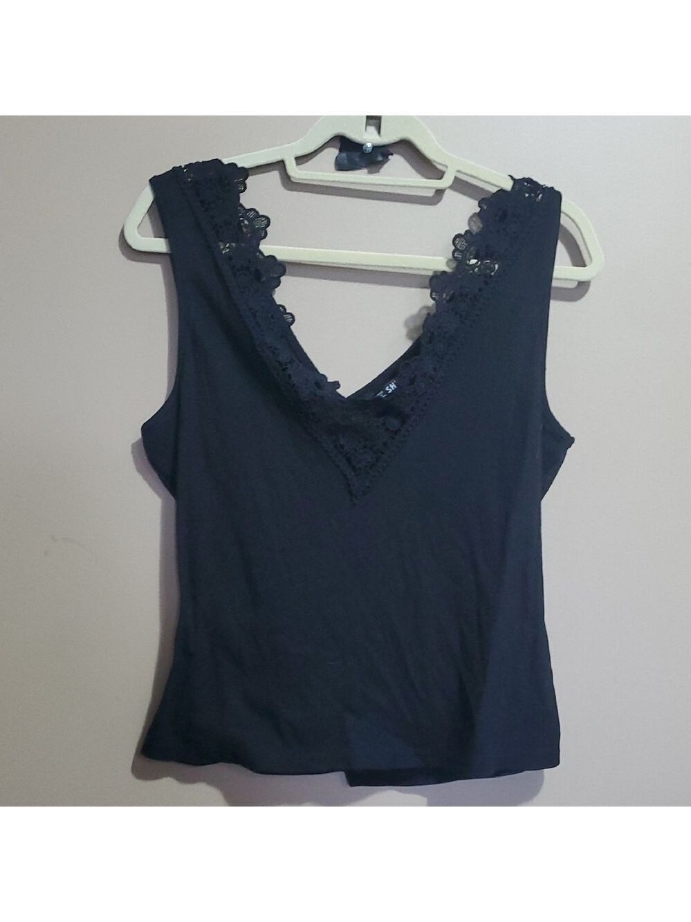 Shein Elegant Black Lace Trim Women's Top Size XL